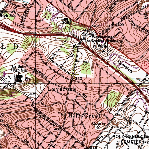 Topographic Map of Laverock, PA