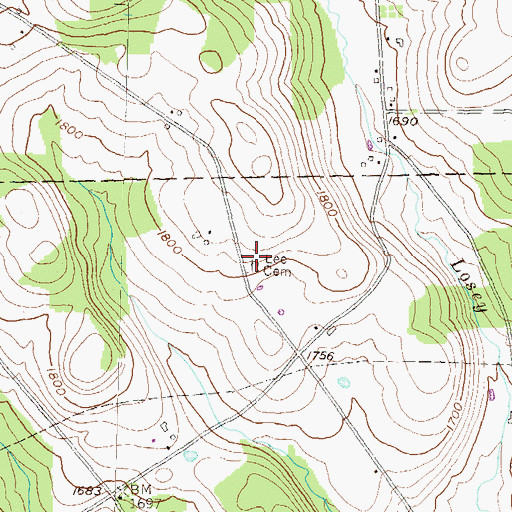 Topographic Map of Lee Cemetery, PA