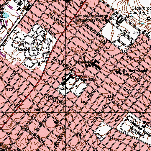 Topographic Map of Leeds Junior High School, PA