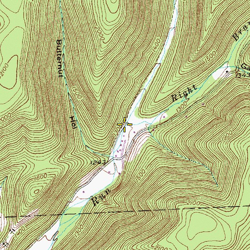 Topographic Map of Left Branch Big Nelson Run, PA