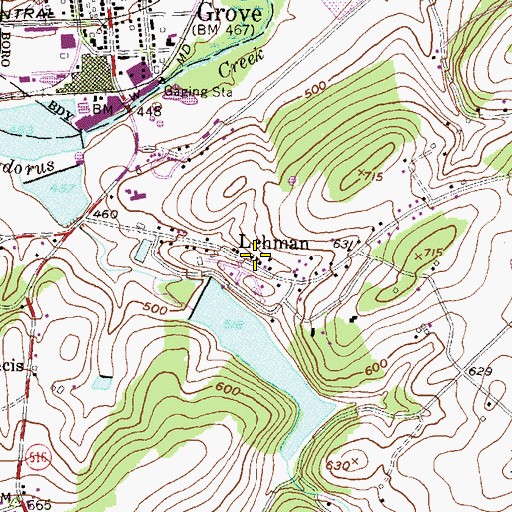 Topographic Map of Lehman, PA