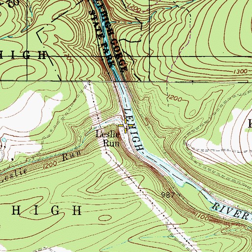 Topographic Map of Leslie Run, PA