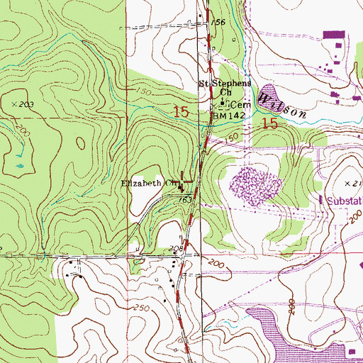 Topographic Map of Elizabeth Church, AL
