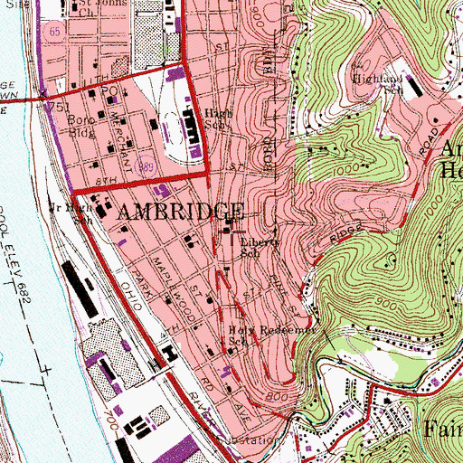 Topographic Map of Liberty School, PA