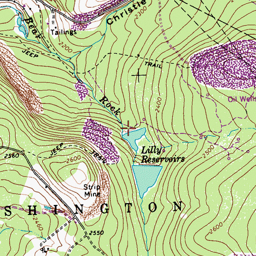 Topographic Map of Lilly Reservoirs, PA