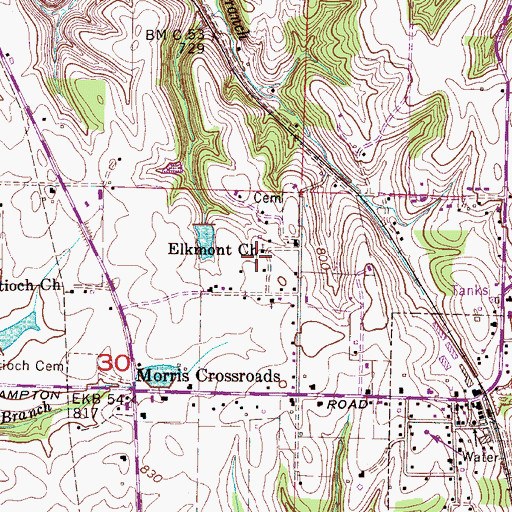 Topographic Map of Elkmont Church, AL
