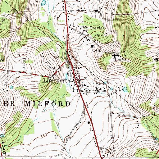 Topographic Map of Limeport, PA