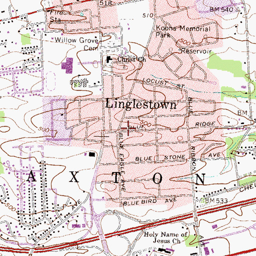 Topographic Map of Linglestown, PA