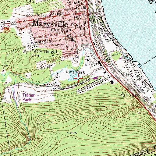 Topographic Map of Lions Park, PA