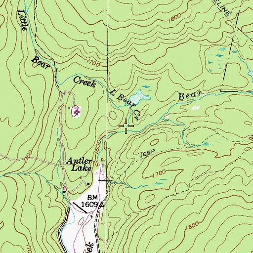 Topographic Map of Little Bear Creek, PA