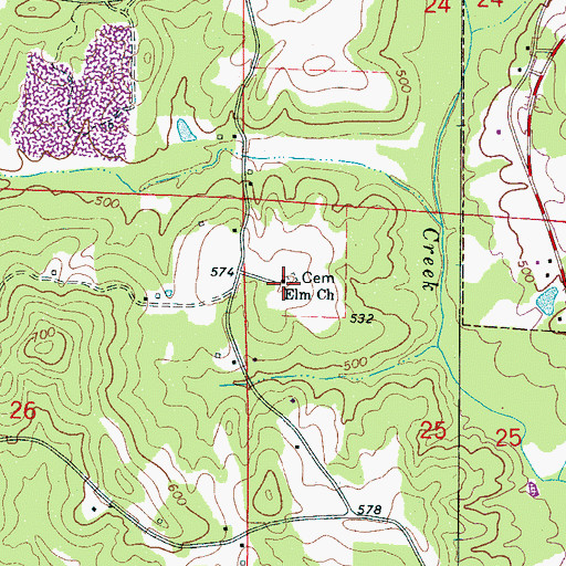 Topographic Map of Elm Church, AL