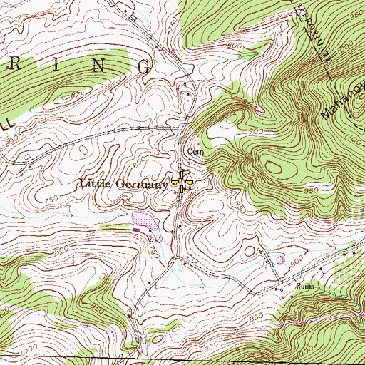Topographic Map of Little Germany, PA
