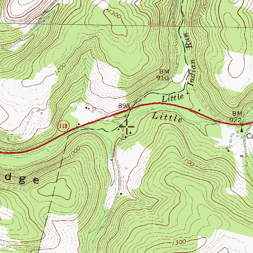 Topographic Map of Little Indian Run, PA
