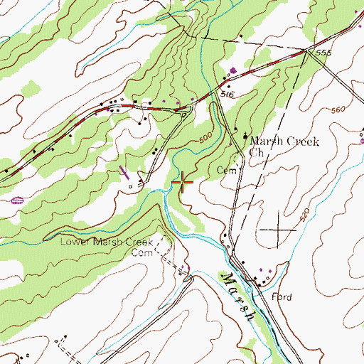 Topographic Map of Little Marsh Creek, PA