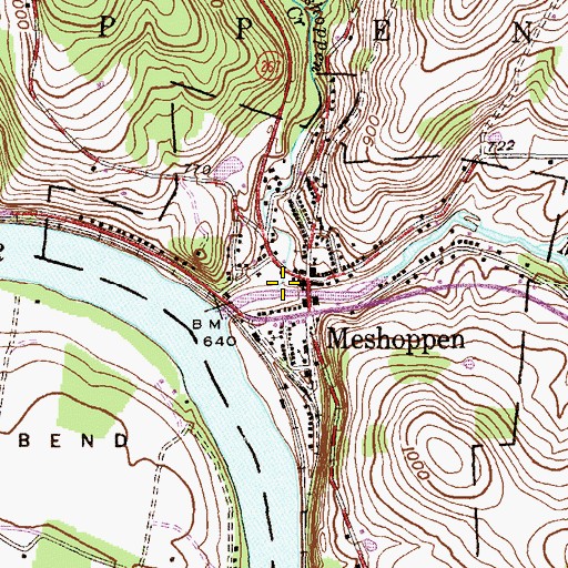 Topographic Map of Little Meshoppen Creek, PA