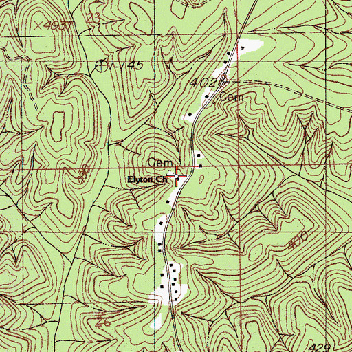 Topographic Map of Elyton Church, AL