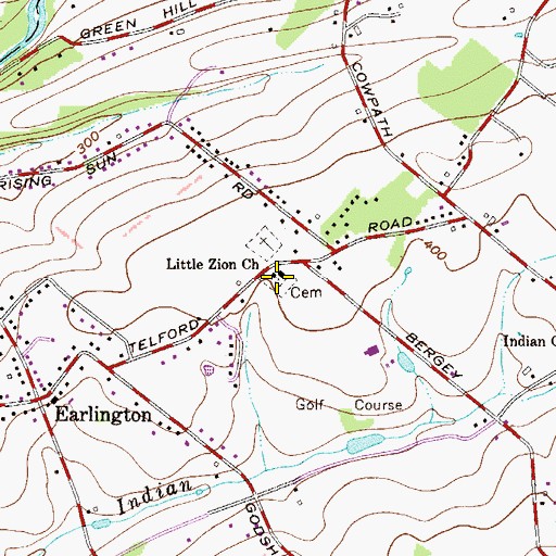 Topographic Map of Little Zion Church, PA