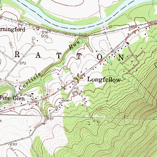 Topographic Map of Longfellow, PA