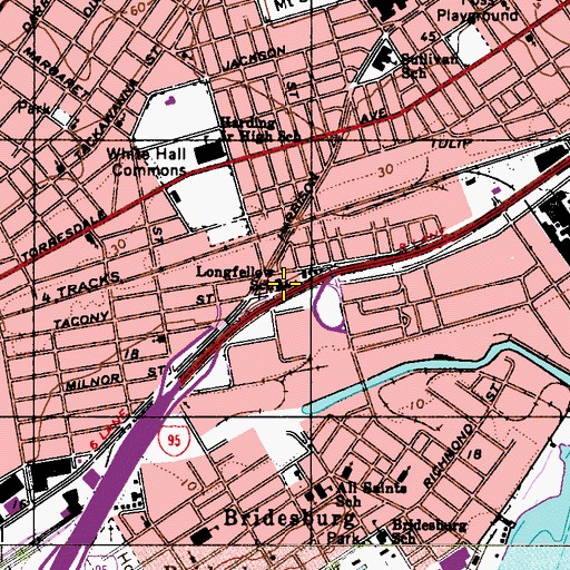 Topographic Map of Longfellow School, PA