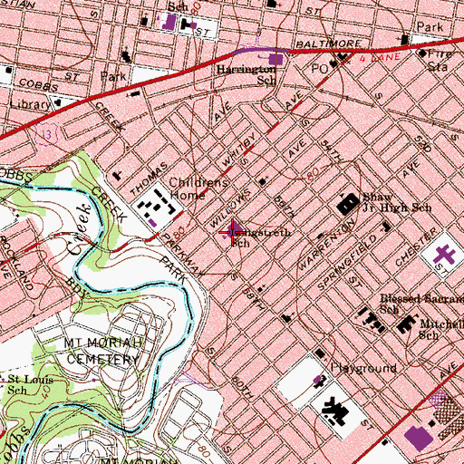 Topographic Map of Longstreth School, PA