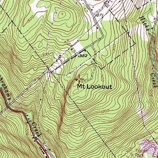 Topographic Map of Mount Lookout, PA