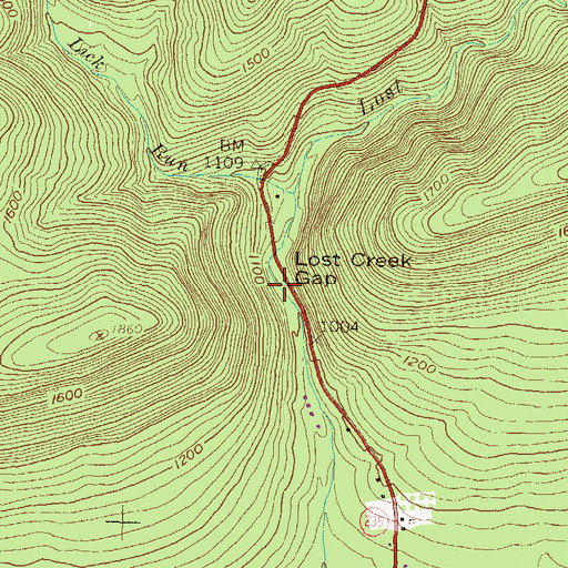 Topographic Map of Lost Creek Gap, PA