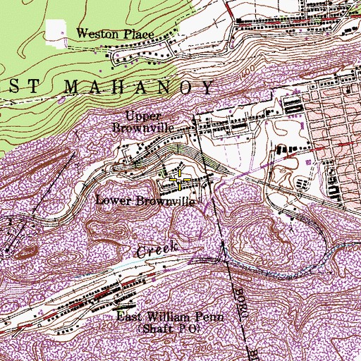 Topographic Map of Lower Brownville, PA