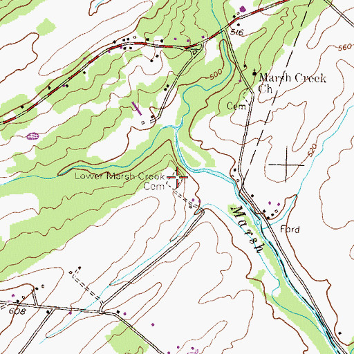 Topographic Map of Lower Marsh Creek Presbyterian Cemetery, PA
