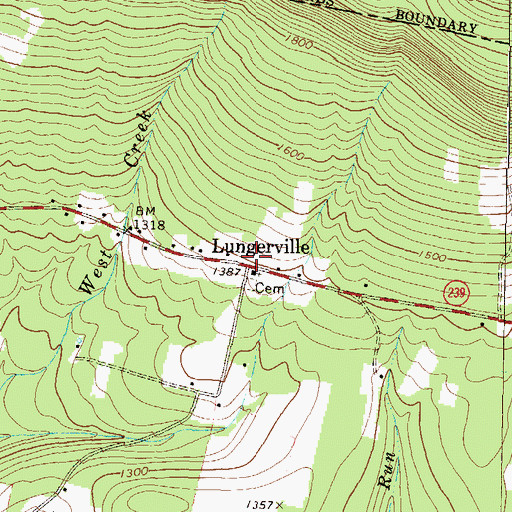 Topographic Map of Lungerville, PA