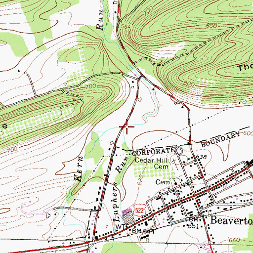 Topographic Map of Luphers Run, PA