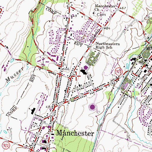 Topographic Map of Manchester, PA