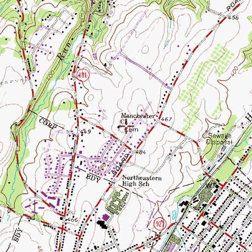 Topographic Map of Manchester Church, PA