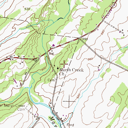 Topographic Map of March Creek Church, PA