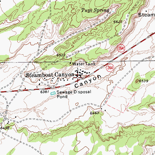 Topographic Map of Steamboat Canyon, AZ