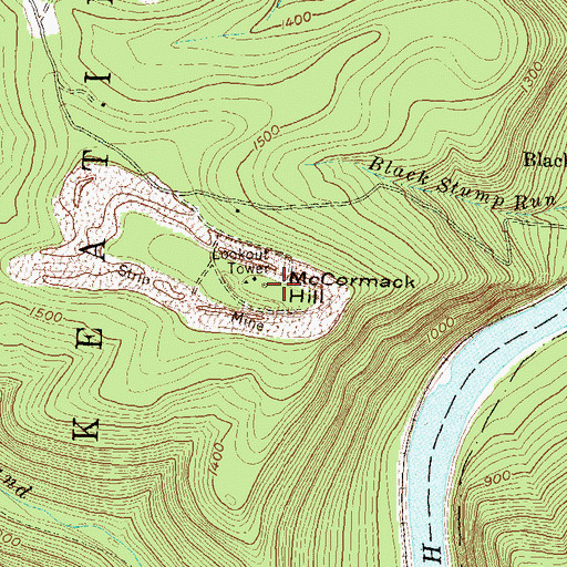 Topographic Map of McCormack Hill, PA