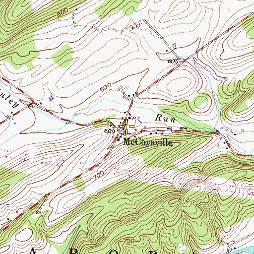Topographic Map of McCoysville, PA