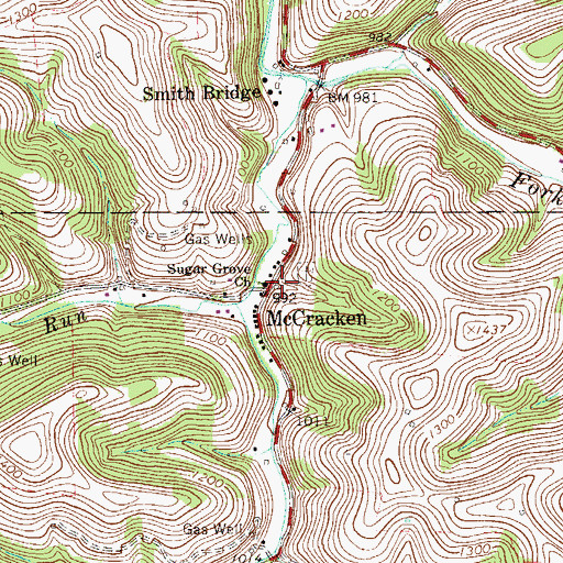 Topographic Map of McCracken, PA