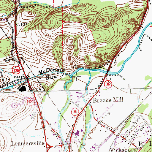 Topographic Map of McDonald Run, PA