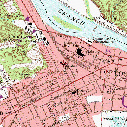 Topographic Map of McGhee School, PA