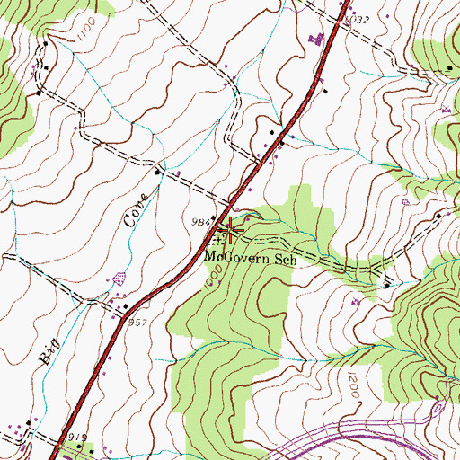 Topographic Map of McGovern School, PA