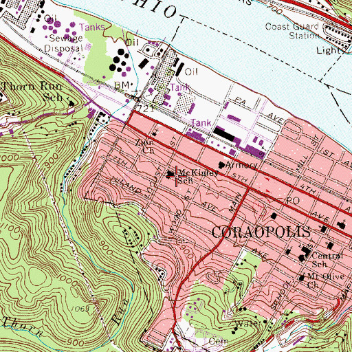 Topographic Map of McKinley School, PA