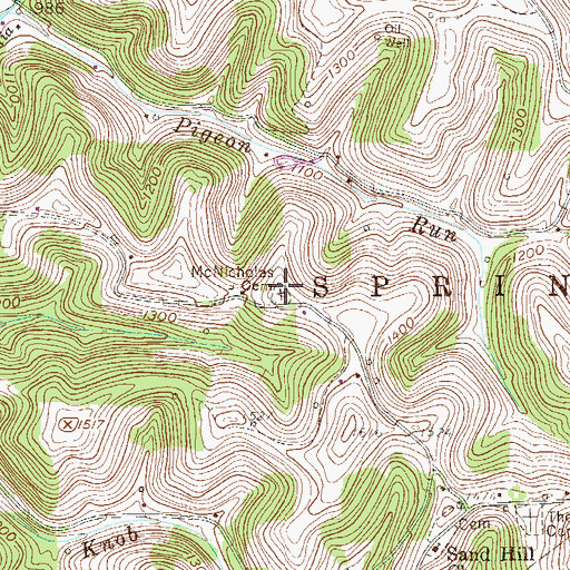 Topographic Map of McNicholas Cemetery, PA