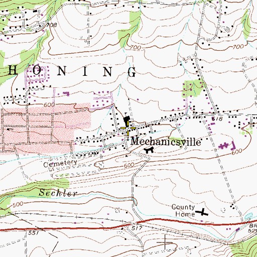 Topographic Map of Mechanicsville, PA