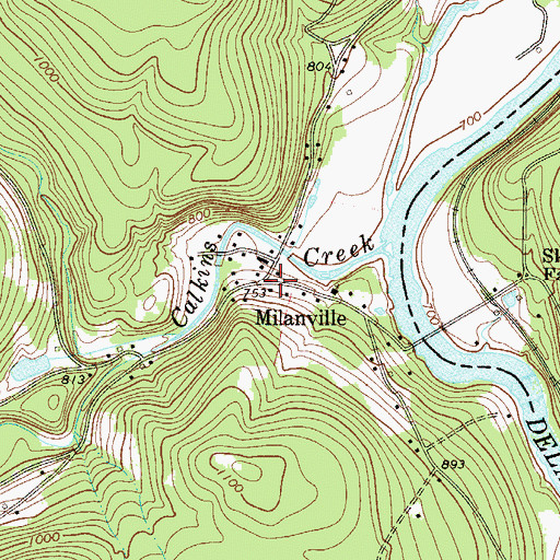 Topographic Map of Milanville, PA