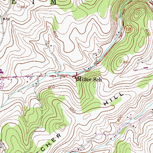 Topographic Map of Miller School, PA