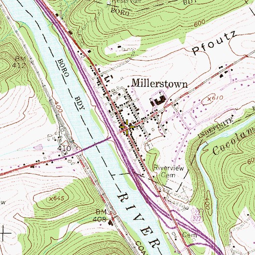 Topographic Map of Millerstown, PA
