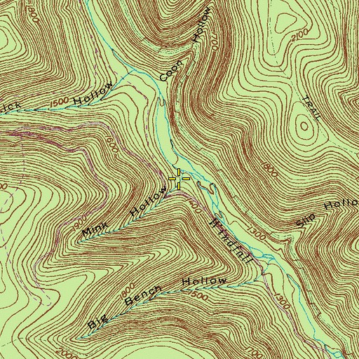 Topographic Map of Mink Hollow, PA