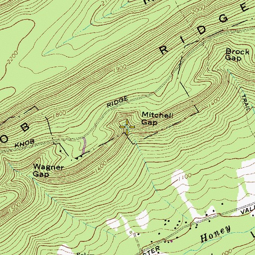 Topographic Map of Mitchell Gap, PA