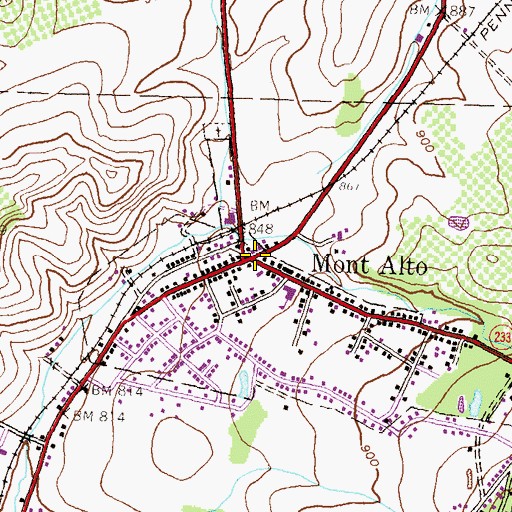 Topographic Map of Mont Alto, PA