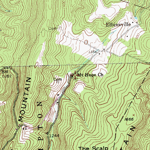 Topographic Map of Mount Hope Church, PA